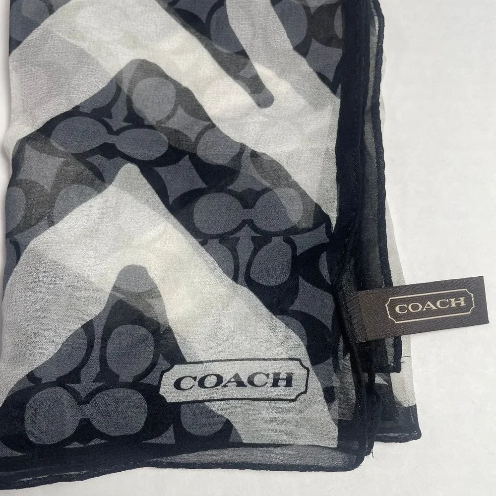NWOT Coach signature black/white 100% silk zebra print scarf PRICE FIRM - Picture 4 of 10